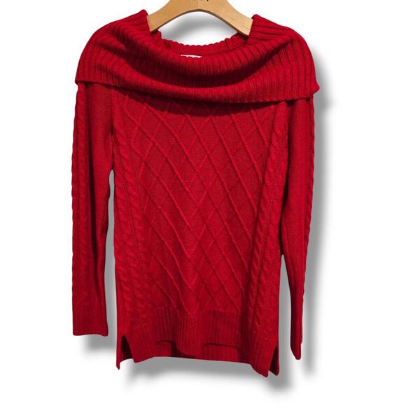 Calvin Klein Women’s Red Cowl Neck Sweater - Small, Soft Knit, Casual Style - Picture 1 of 10
